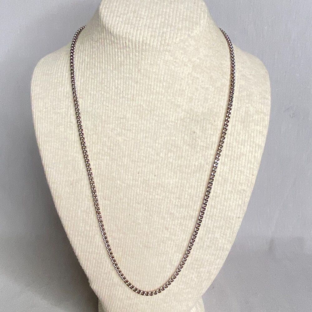 💎Silver Tone Chain Necklace Curb Links Matinee Length